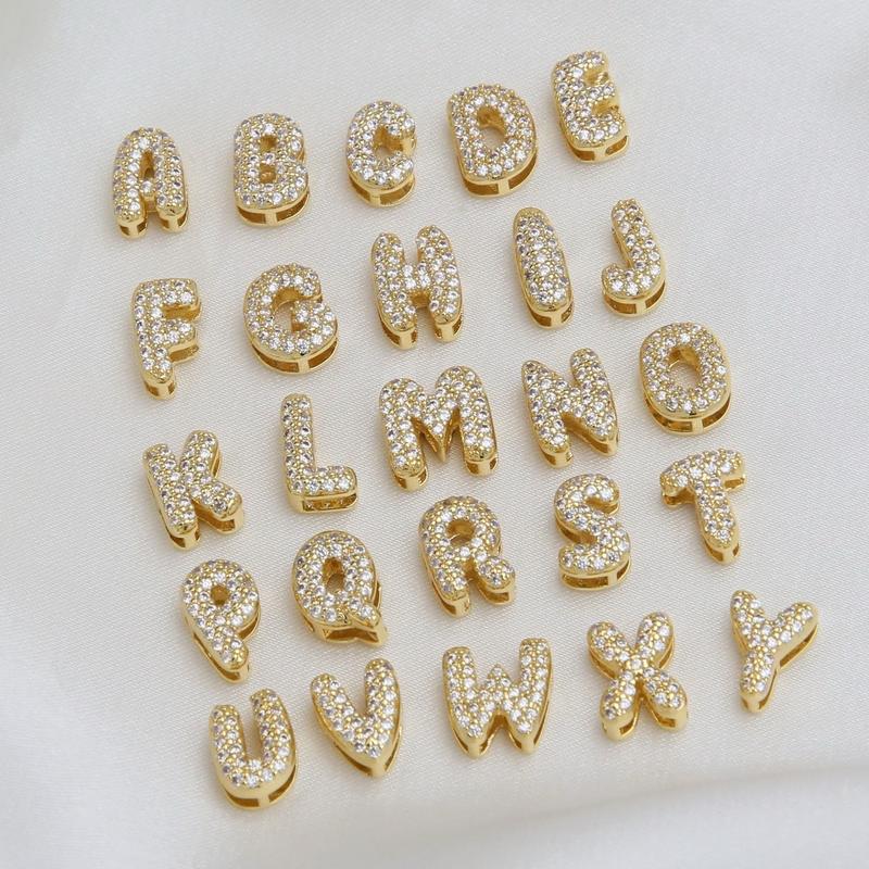 Z Gold Copper Inlaid Zircon 26 Letter Accessories
