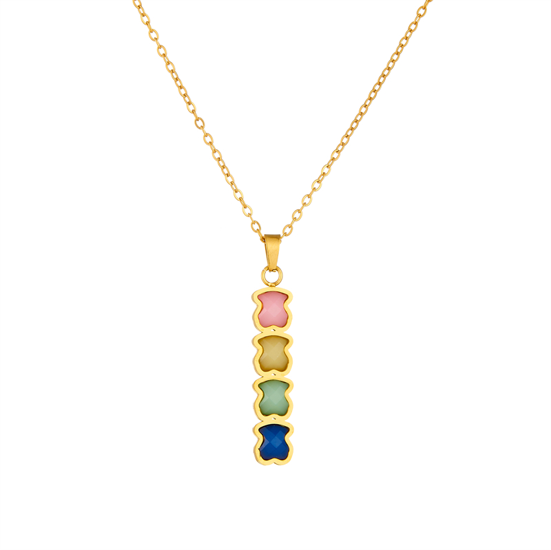 Steel Stainless Steel Bear Necklace