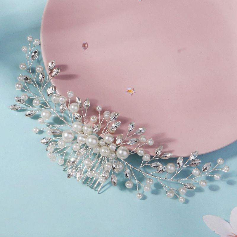 Peineta Con Perlas Y Diamantes De Imitación