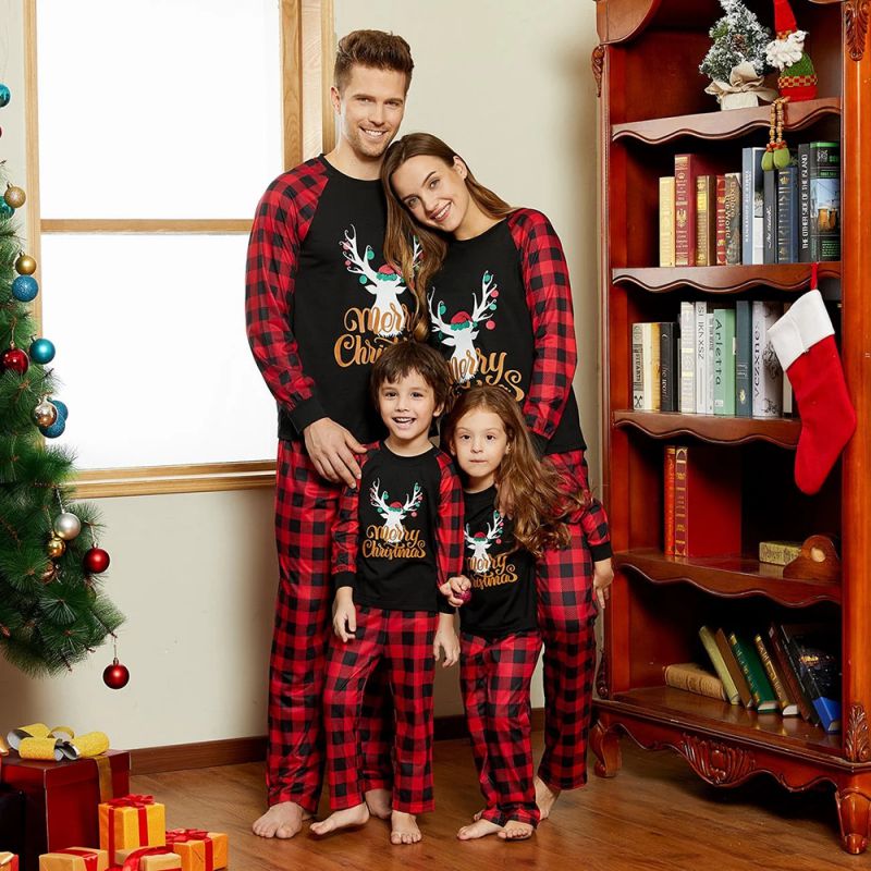 Set 16# Christmas Printed Parent-child Pajama Set