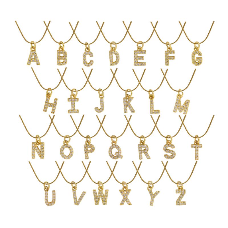 Collar De 26 Letras De Cobre Bañado En Oro Y Diamantes