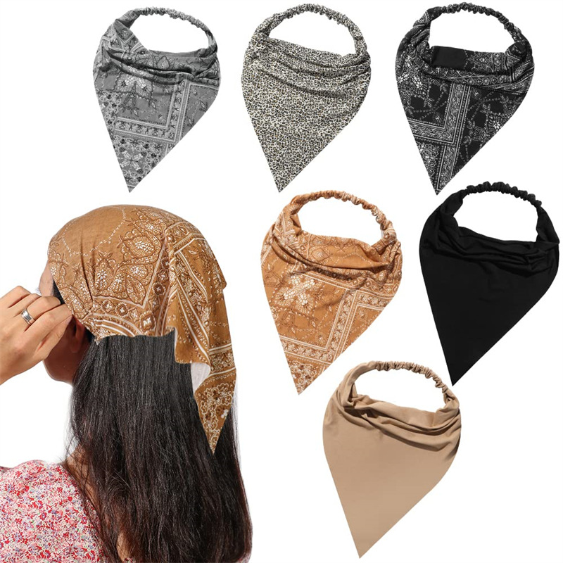 Extra Long Cotton Headscarf Black Fabric Triangle Headscarf