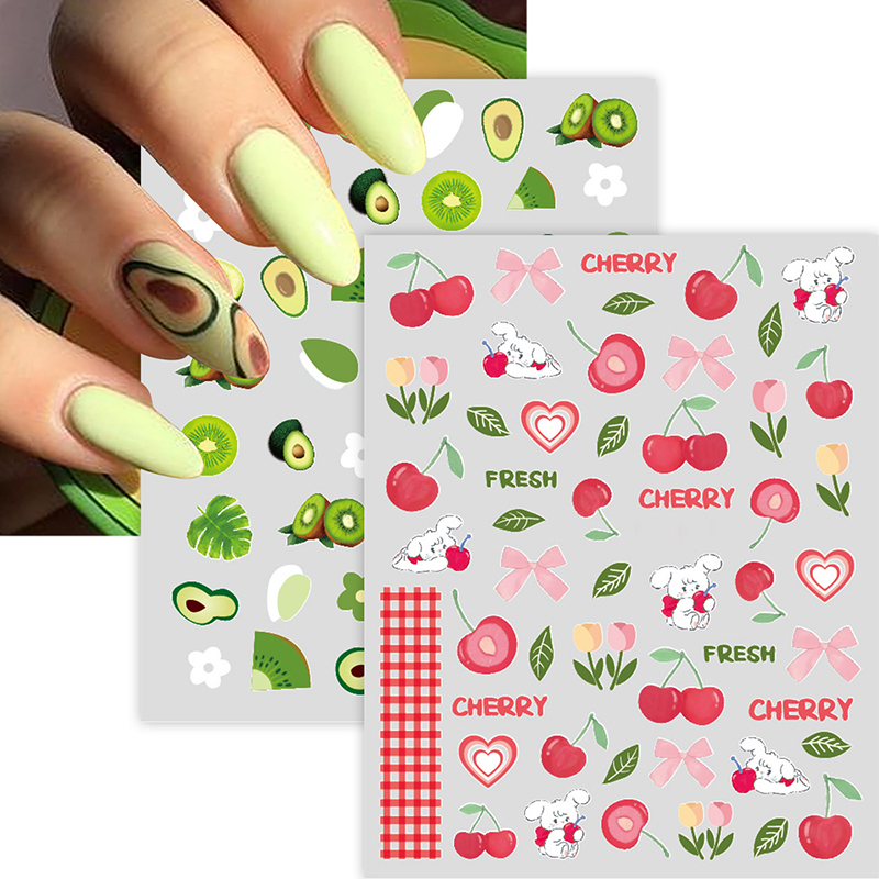Calcomanías Para Uñas Con Estampado De Frutas (lote Mínimo De 5 Piezas)
