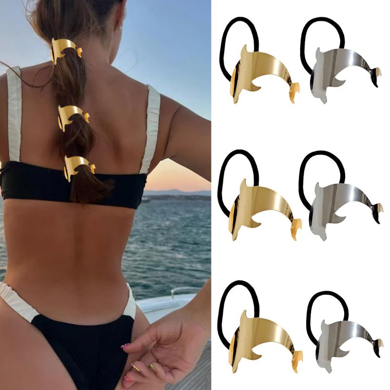 Set 14 Metal Curved Braided Bowknot Geometric Hair Tie