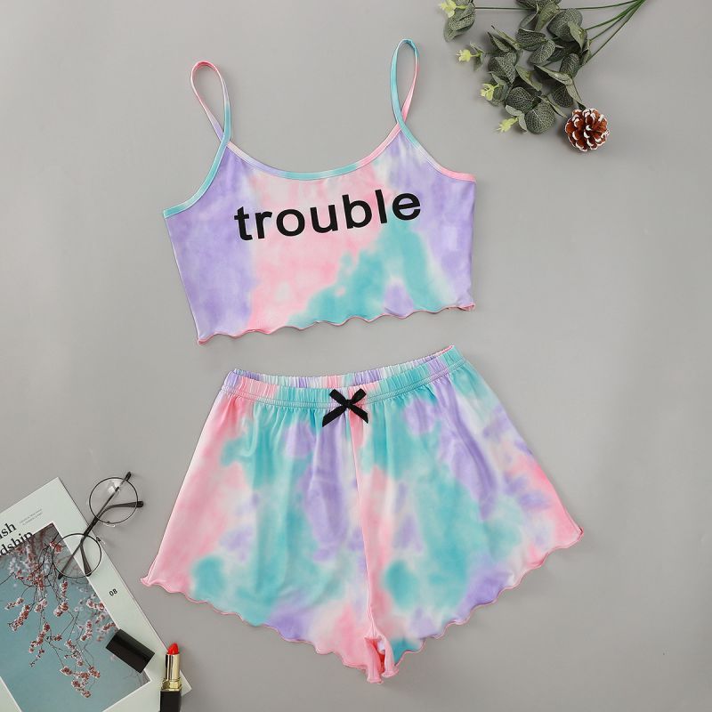 Conjunto De Pijama Con Shorts De Tirantes Estampados