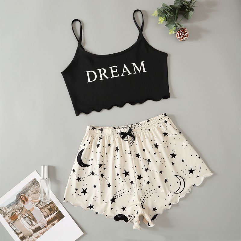 Conjunto De Pijama Con Shorts De Tirantes Estampados