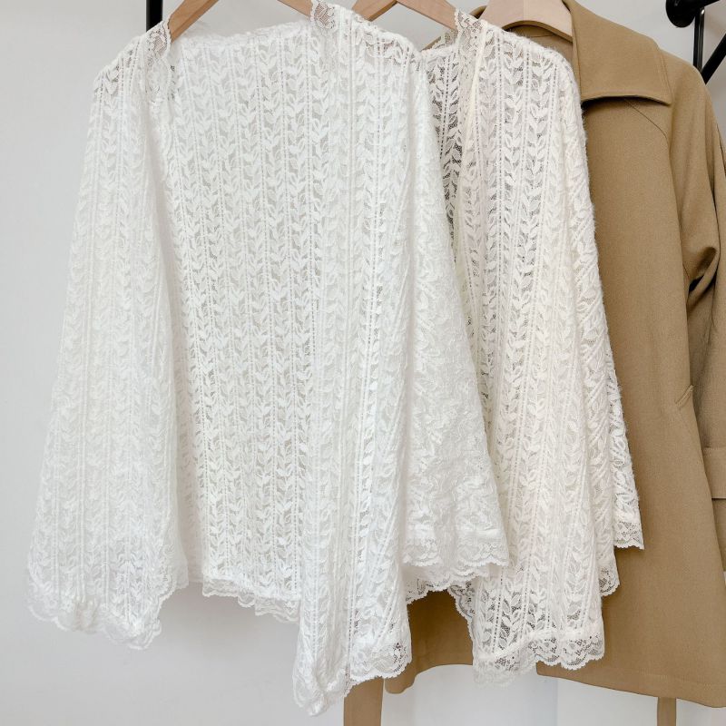 Mantón Con Flecos De Crochet De Poliéster
