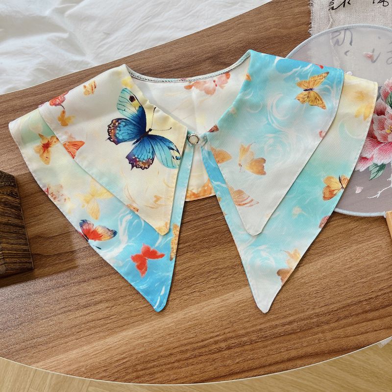 Cuello Falso De Doble Capa Estampado De Poliéster
