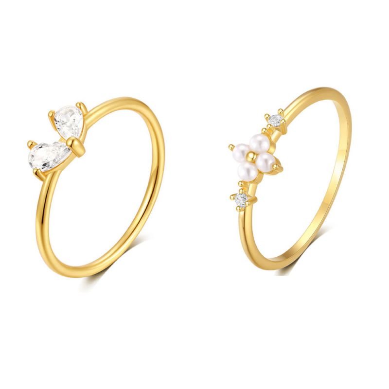 Gold #1 Silver And Diamond Teardrop Ring