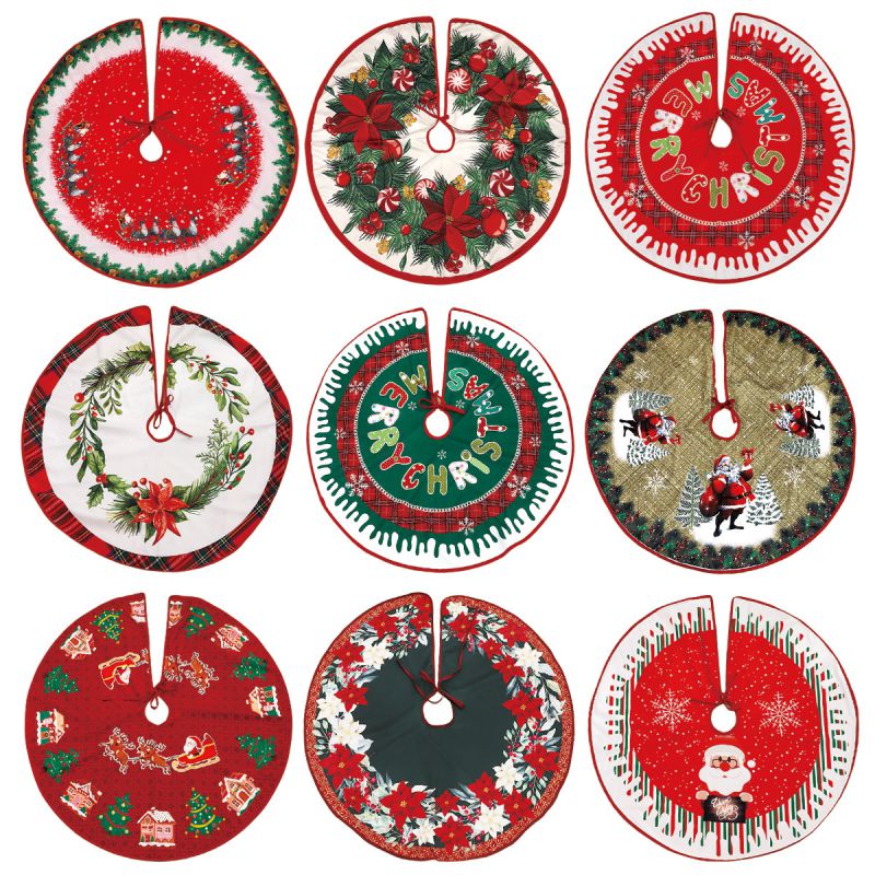 K Christmas Print Cartoon Round Tree Skirt