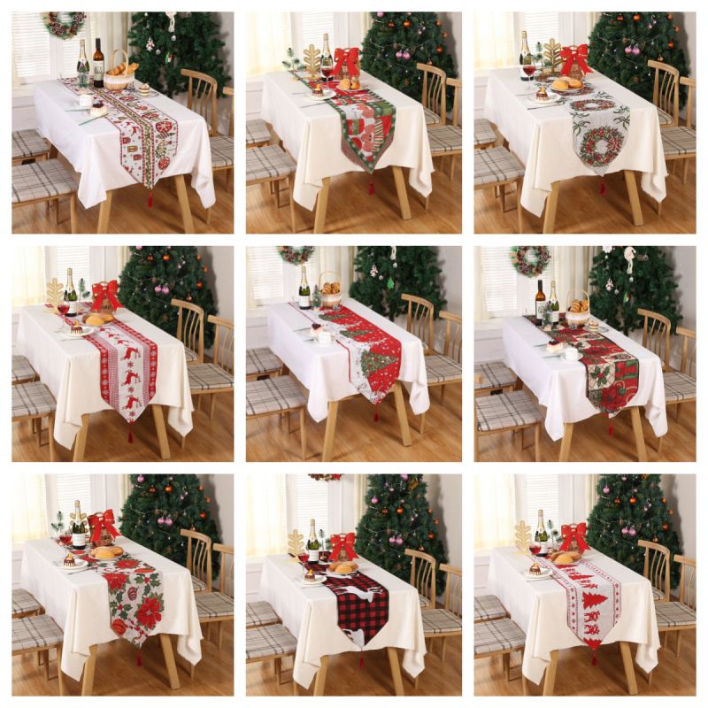 T Style 180x33 Table Flag Christmas Print Table Runner