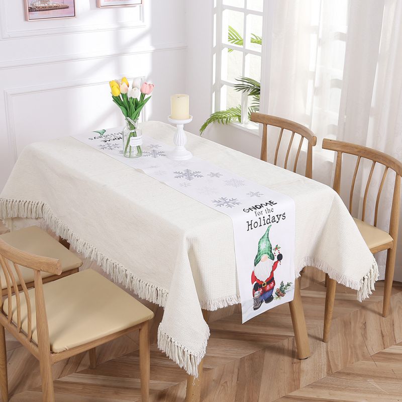Faceless Old Man Christmas Print Table Runner