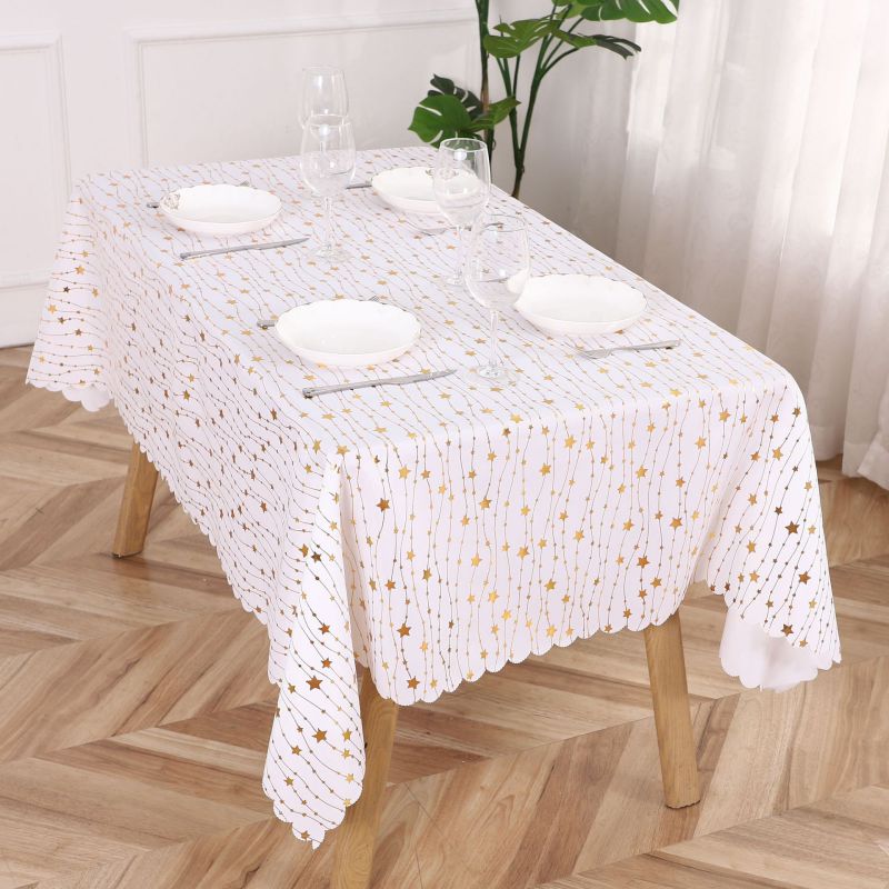 Gold Foil Wallpaper 04 Fabric Gold Stamped Star Tablecloth