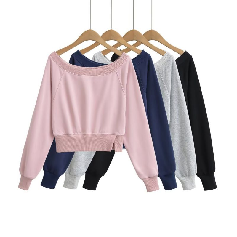Sudadera Con Hombros Descubiertos Y Cuello Barco