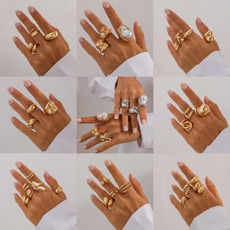 Ring 11 Alloy Wrinkled Irregular Ring Set
