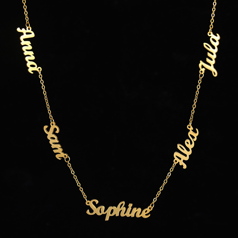 Collar De Letras Geométricas De Acero Inoxidable(Período de construcción: aproximadamente 7 días para el oro rosa  aproximadamente 3 días para el color acero  aproximadamente 5 días para el color dorado)