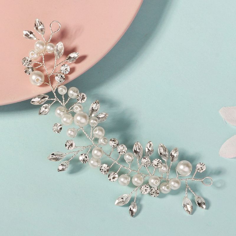 Diadema Trenzada De Perlas De Cristal