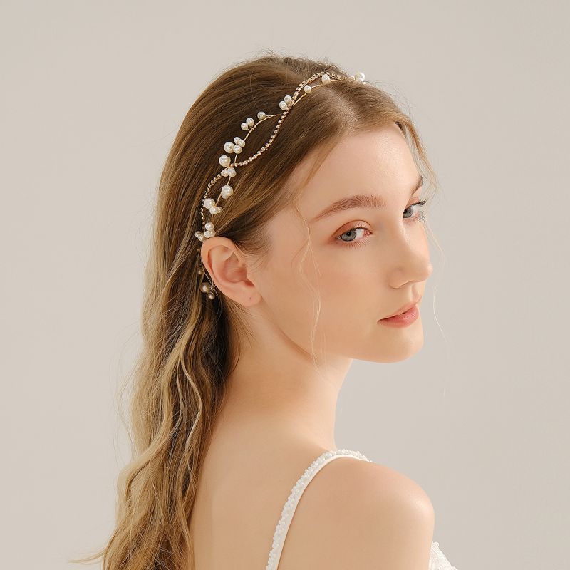 Diadema Con Cinta De Perlas De Doble Capa