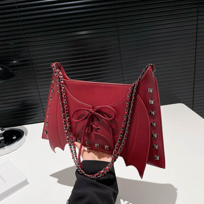 Brown Bat Rivet Crossbody Bag