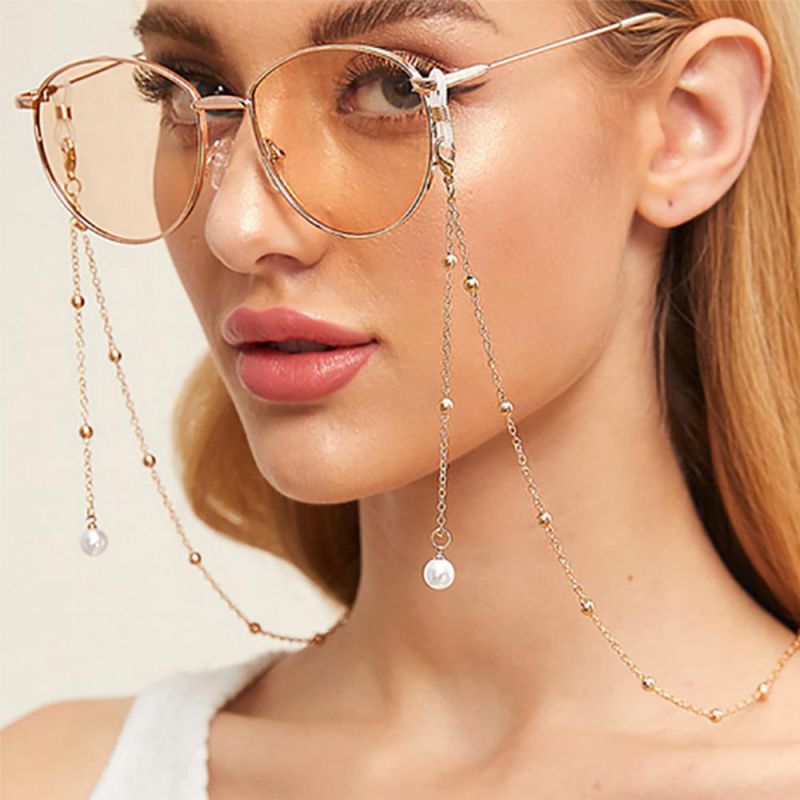 Cadena De Gafas Con Cadena De Bolas De Perlas De Aleación