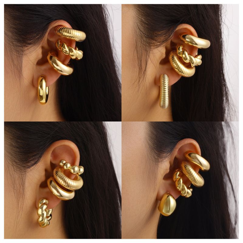 Earrings 2 Metal Geometric Round Earrings
