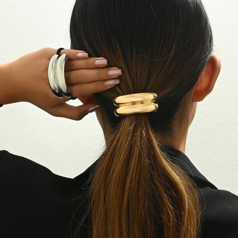 Silver Metal Curved Hair Rope