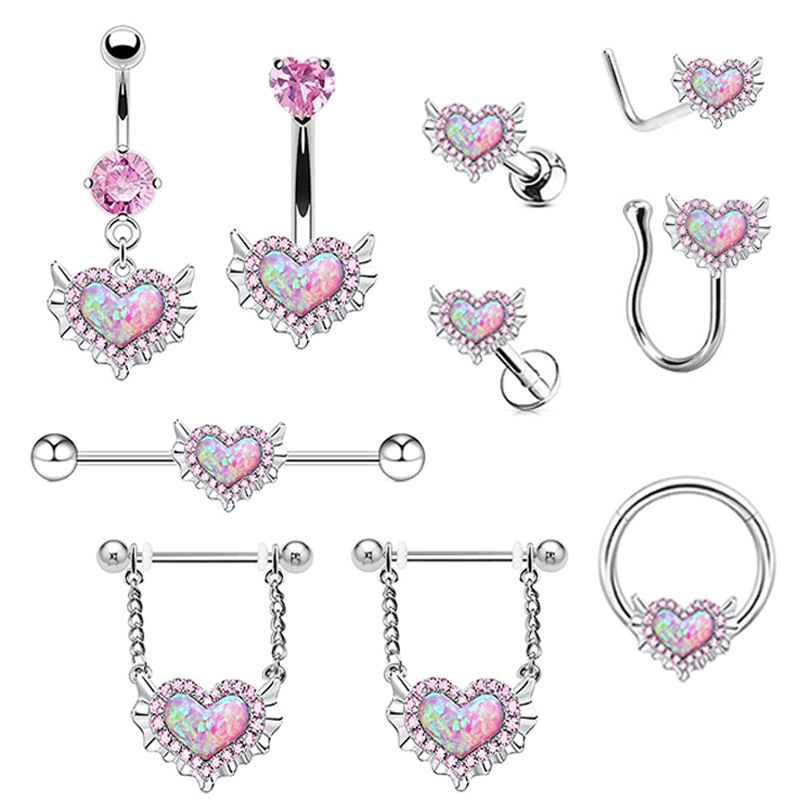 Piercing Pecho Geométrico De Diamantes De Acero Inoxidable