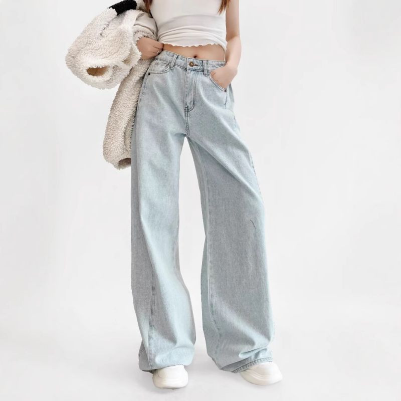Light Blue High Waist Straight Jeans