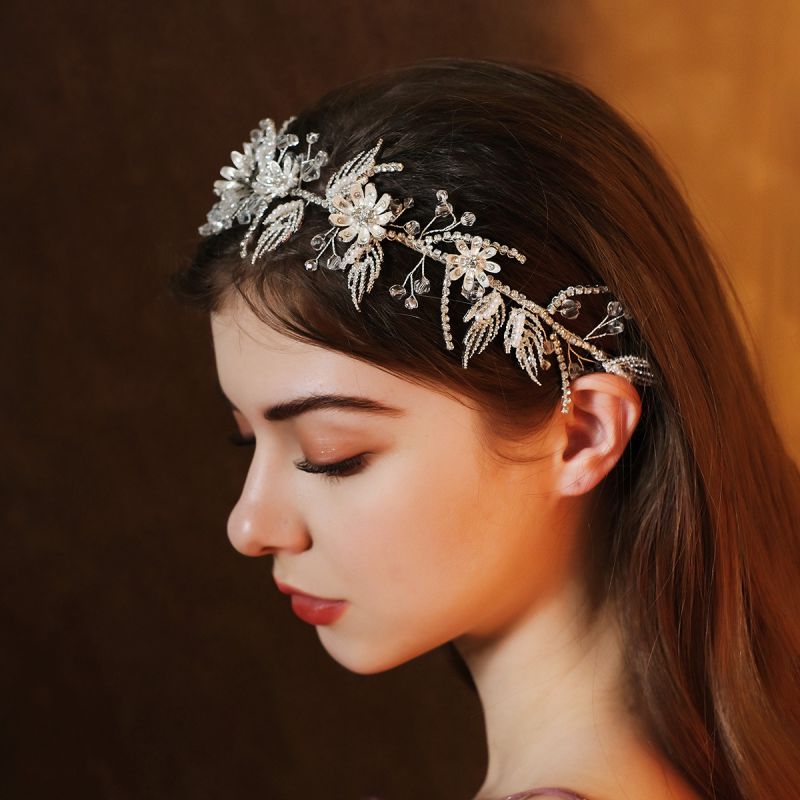 Diadema De Flores Trenzadas De Cristal