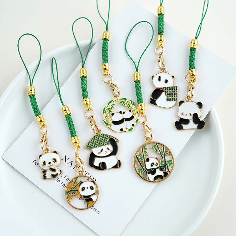 No. 8 Style 1 E002 Alloy Panda Phone Strap