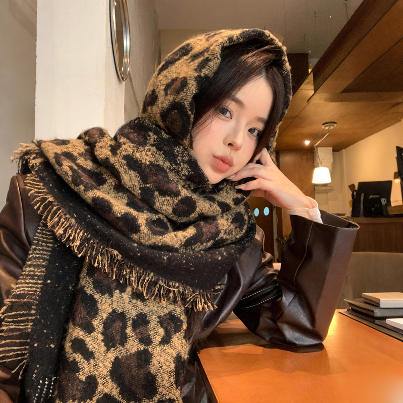 Bufanda De Cachemira Sintética Con Estampado De Leopardo