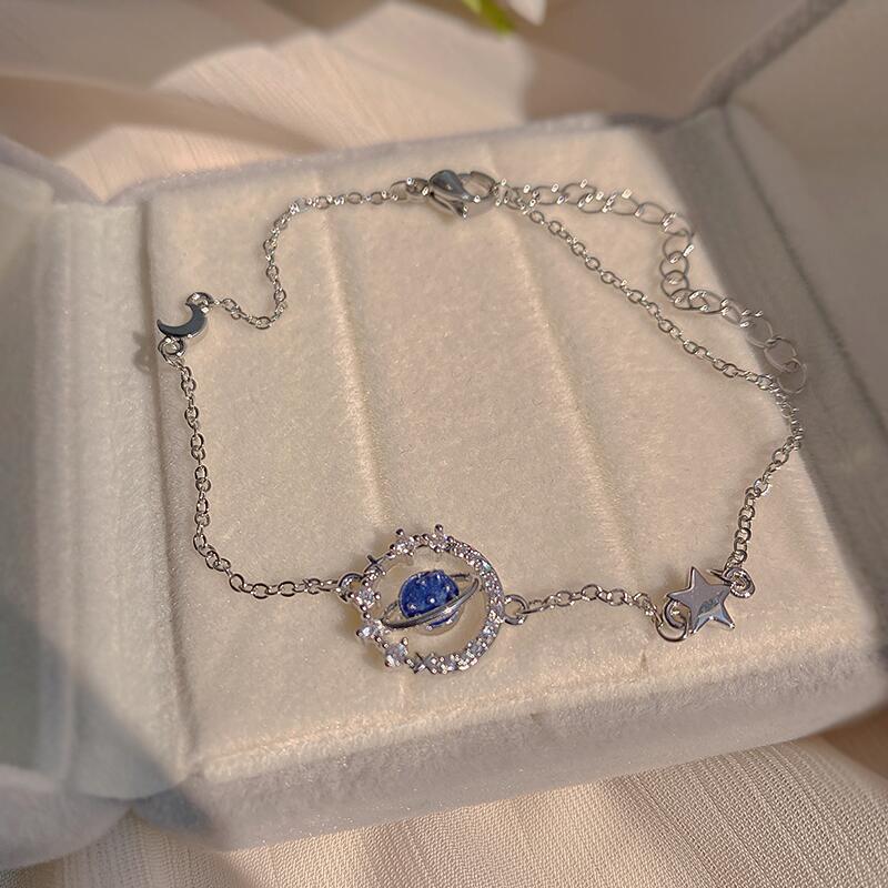 Silver Alloy Diamond Planet Bracelet