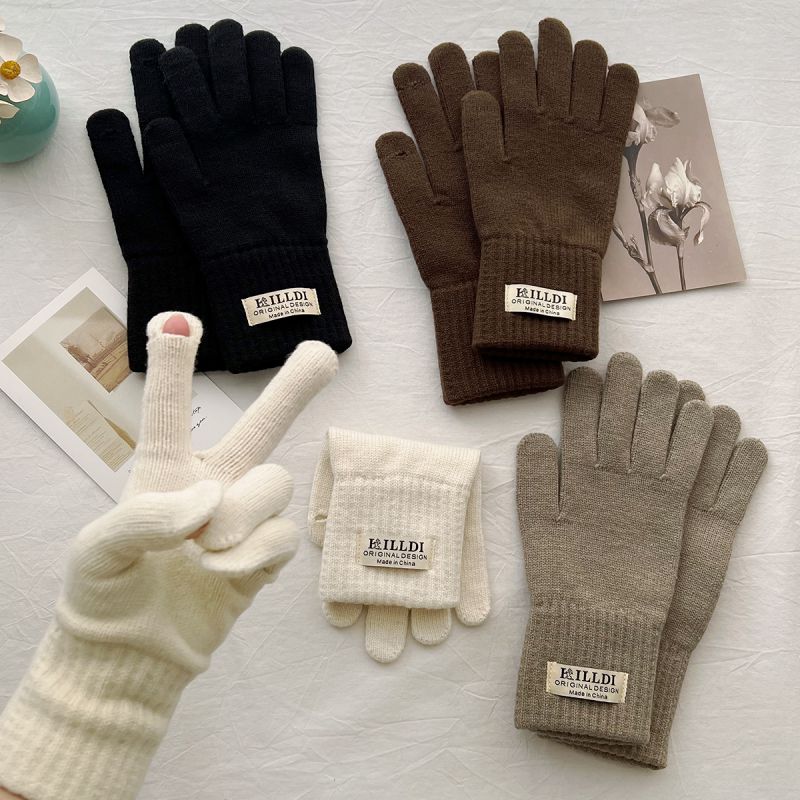 Guantes De Punto De Lana Con Parches