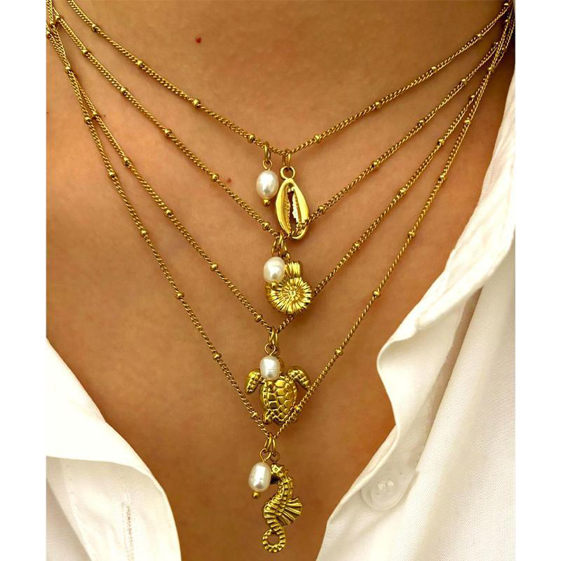 Golden Seahorse Stainless Steel Seahorse Necklace