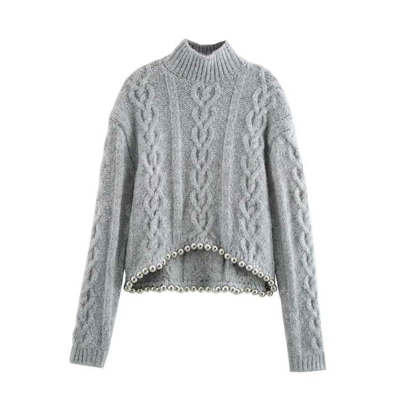 Jersey De Punto Con Medio Cuello Alto
