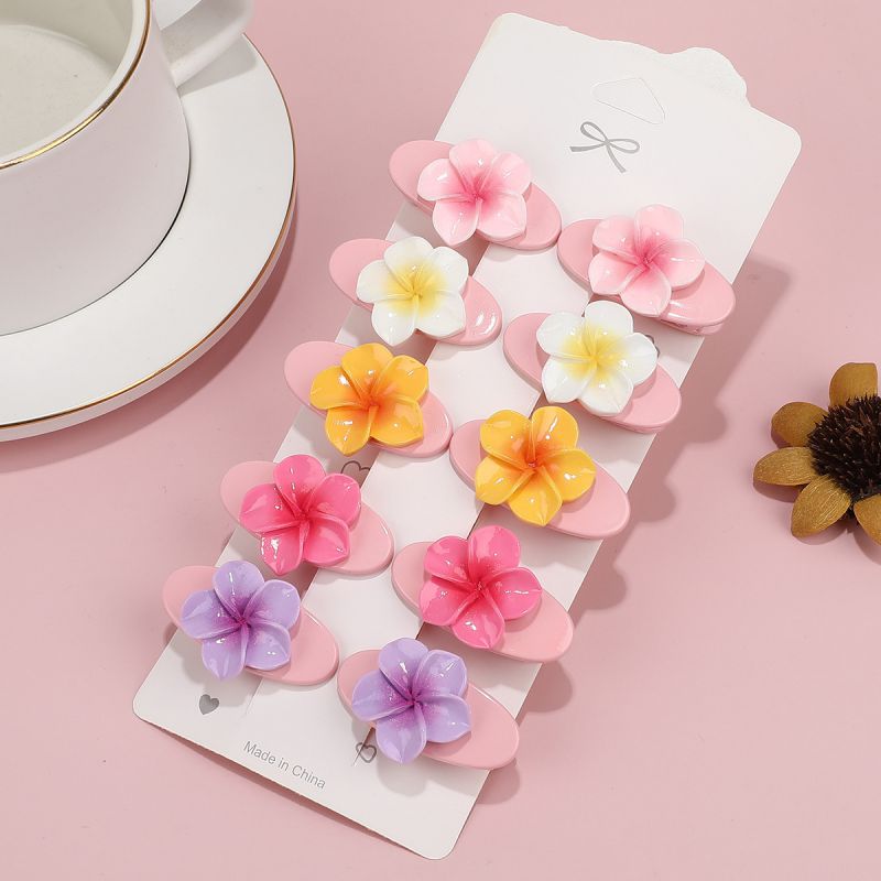 5 Pairs (without Cards) Children's Frangipani Clip Set