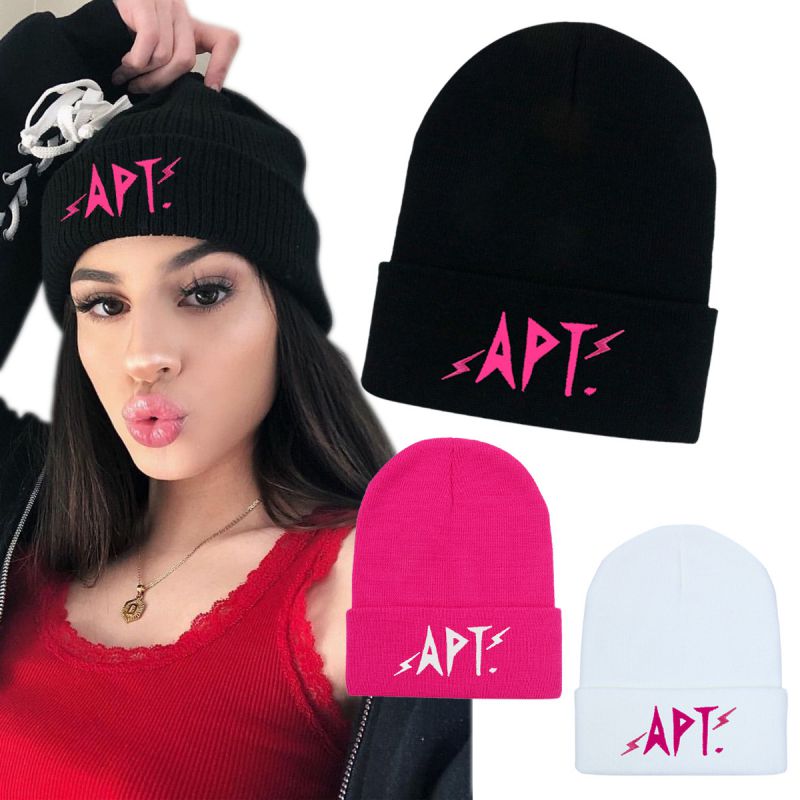 Black Acrylic Letter Embroidery Beanie