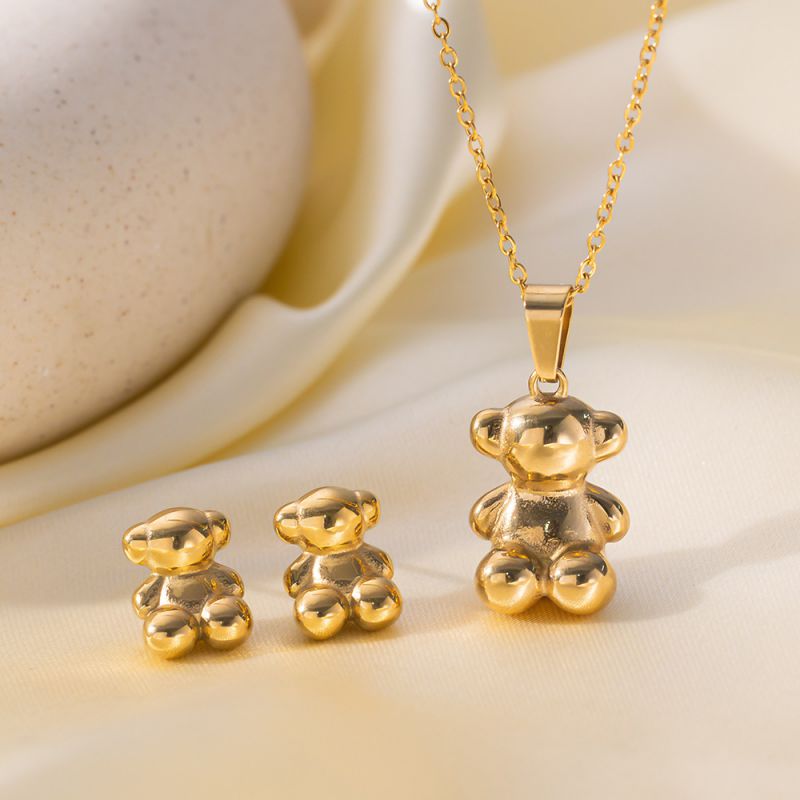 Gold Bear Earrings Stainless Steel Bear Earrings