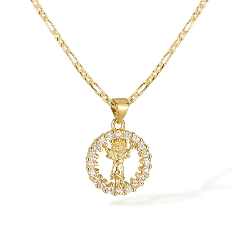 Gold Copper And Diamond Madonna Round Necklace