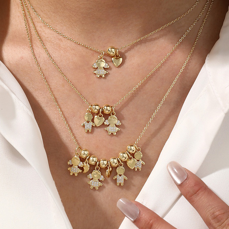 Collar De Cuentas De Amor Con Circonitas Con Incrustaciones De Cobre Para Niños Y Niñas (6 Mm)
