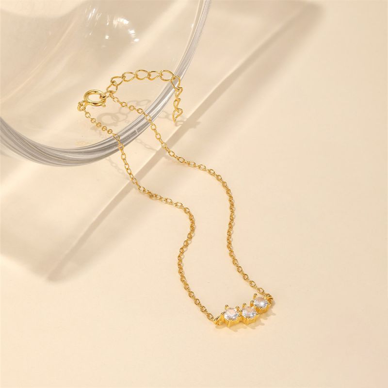 Gold Silver Round Necklace With Diamonds
