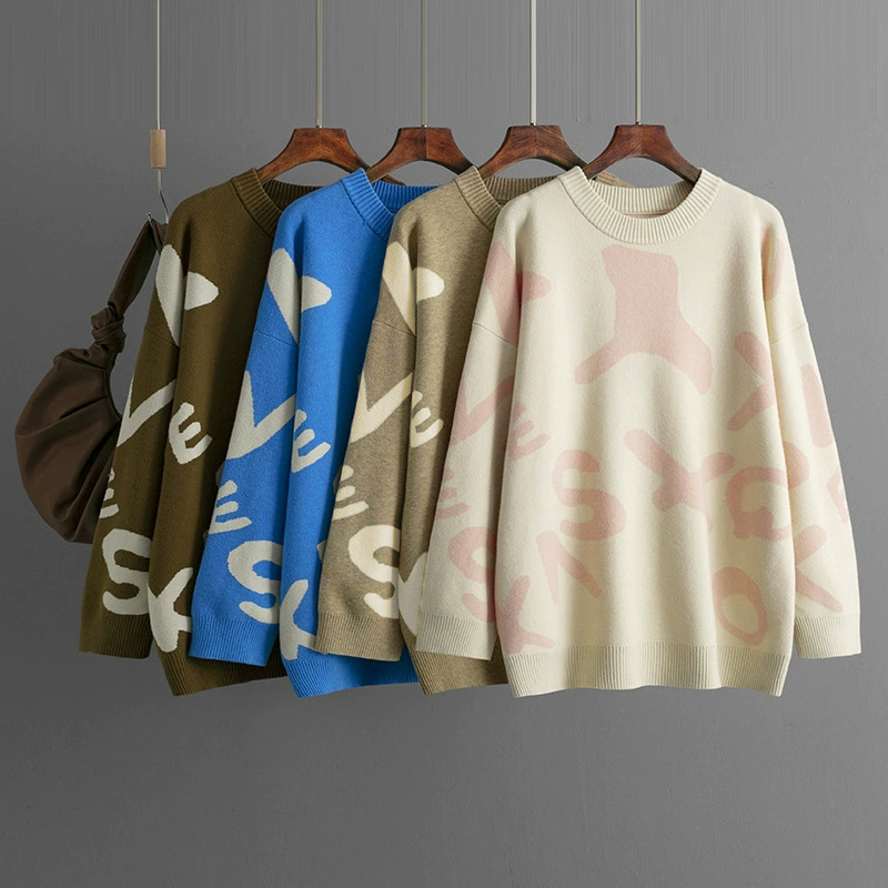 Jersey De Punto Estampado Con Cuello Redondo