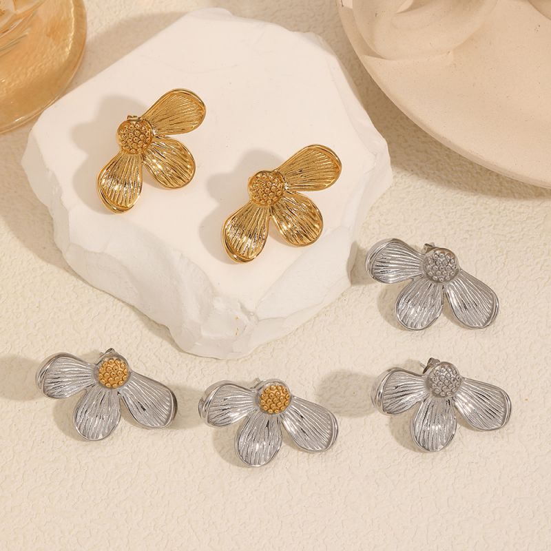 Earrings 3 Stainless Steel Petal Earrings
