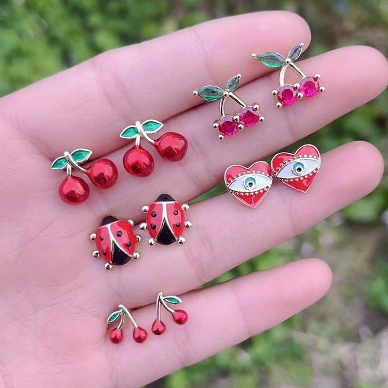 Gold 3 Copper Insect Earrings
