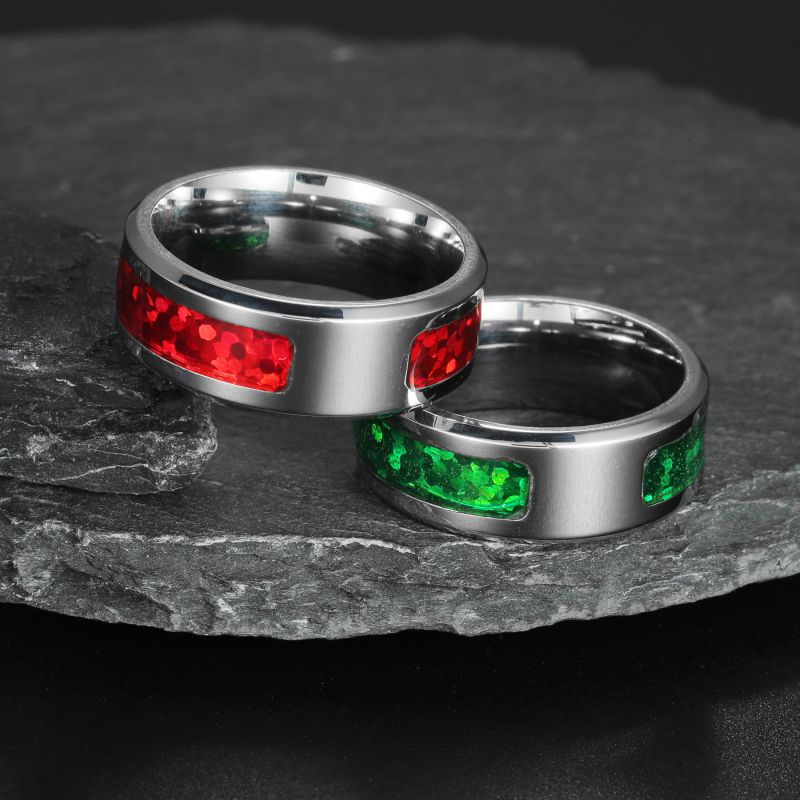 Anillo Redondo De Ópalo De Acero Titanio