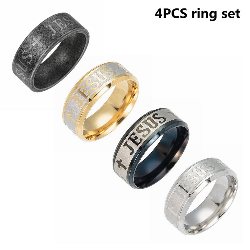 Juego De Anillos Para Hombre Con Alfabeto De Acero Inoxidable.