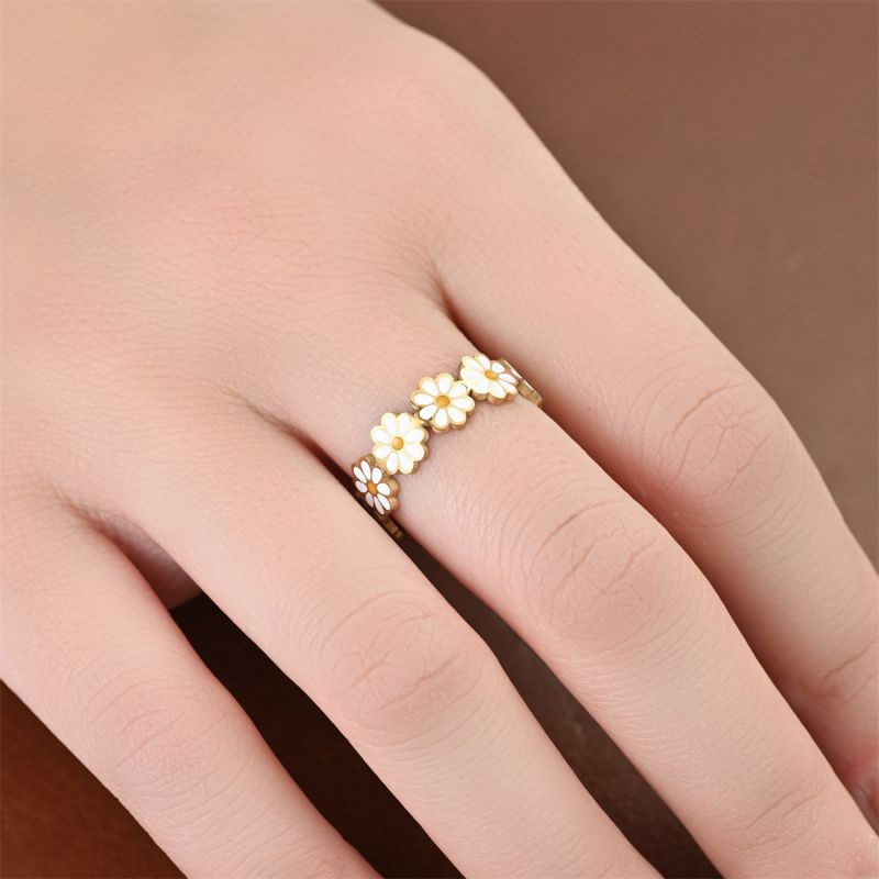 Anillo De Flores De Acero Inoxidable
