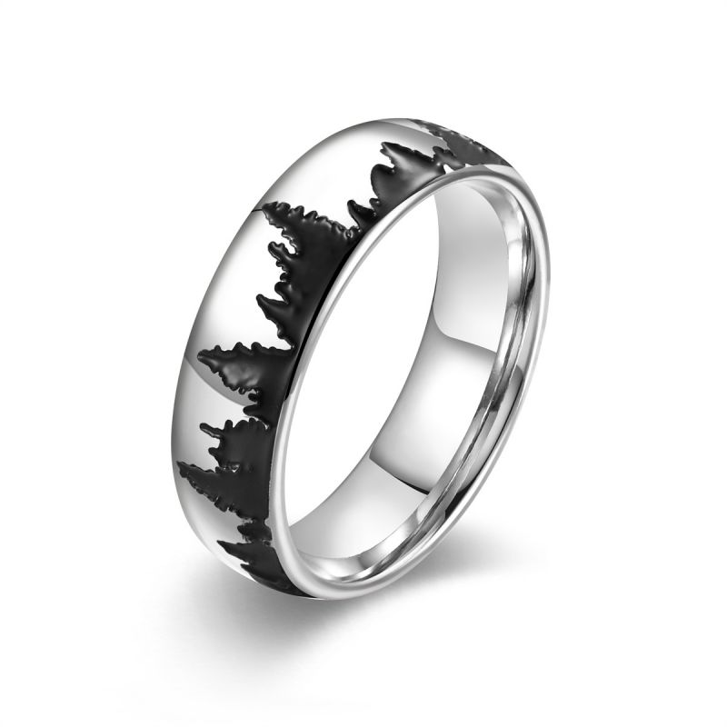Anillo Redondo Bosque De Acero Inoxidable
