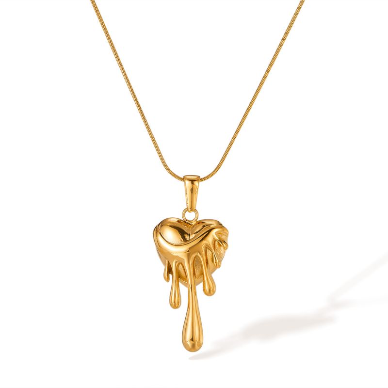 Collar De Amor De Lava De Acero Inoxidable