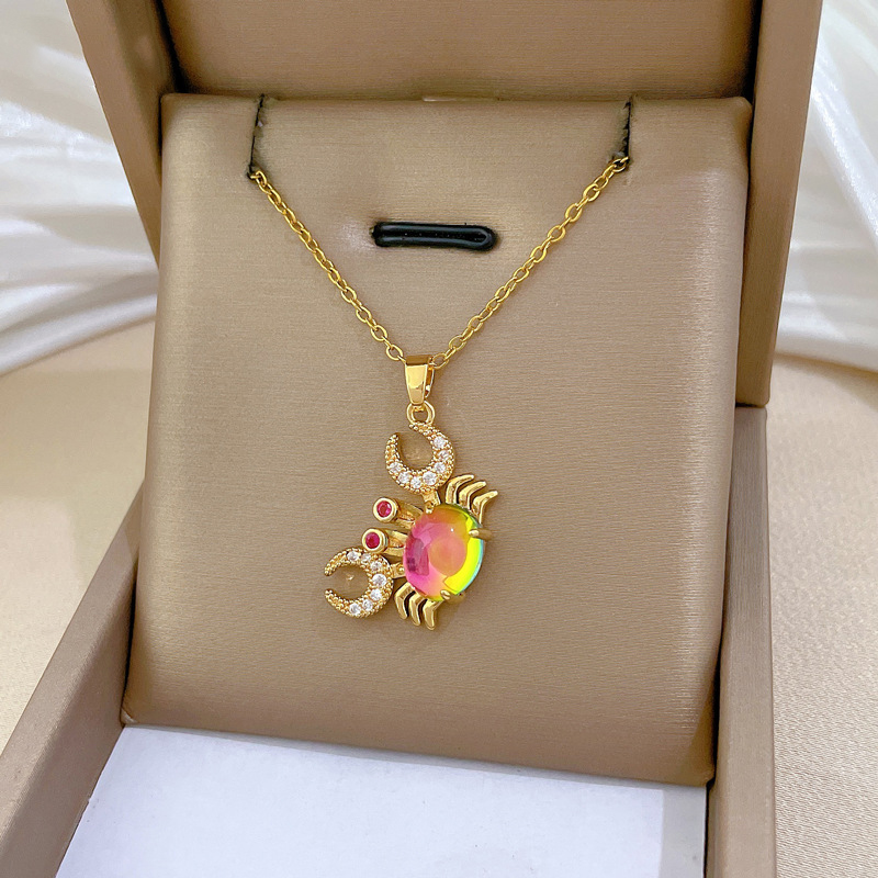 Crab Stainless Steel Diamond Crab Necklace